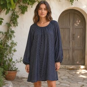 J Crew Navy Silk Shift Dress Size 8 Paisley Minimal Preppy Coastal Nautical Airy
